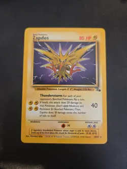 NM Zapdos 30/62 Fossil Unlimited Non Holo Rare 1999 Vintage Pokemon TCG Card LP - Image 1