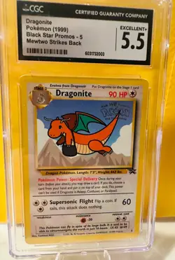 CGC 5.5 Vintage Pokemon Cards Lot - Dragonite Black Star Promo #5 & Brock Holo G - Image 3