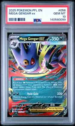 2025 POKEMON PFL EN-PHANTASMAL FLAMES #056 MEGA GENGAR EX PSA 10 - Image 1