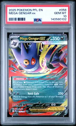 2025 POKEMON PFL EN-PHANTASMAL FLAMES #056 MEGA GENGAR EX PSA 10 - Image 1