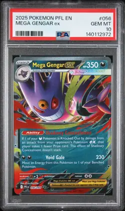 2025 POKEMON PFL EN-PHANTASMAL FLAMES #056 MEGA GENGAR EX PSA 10 Low Pop Amazing - Image 1