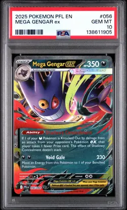 2025 POKEMON PFL EN-PHANTASMAL FLAMES #056 MEGA GENGAR EX PSA 10 - Image 1