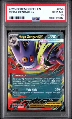 2025 POKEMON PFL EN-PHANTASMAL FLAMES #056 MEGA GENGAR EX PSA 10 - Image 1