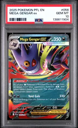 2025 POKEMON PFL EN-PHANTASMAL FLAMES #056 MEGA GENGAR EX PSA 10 - Image 1