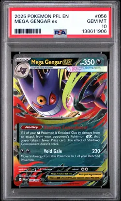 2025 POKEMON PFL EN-PHANTASMAL FLAMES #056 MEGA GENGAR EX PSA 10 - Image 1