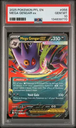 2025 POKEMON PFL EN-PHANTASMAL FLAMES #056 MEGA GENGAR EX PSA 10 - Image 1