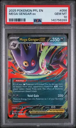 2025 POKEMON PFL EN-PHANTASMAL FLAMES #056 MEGA GENGAR EX PSA 10 - Image 1