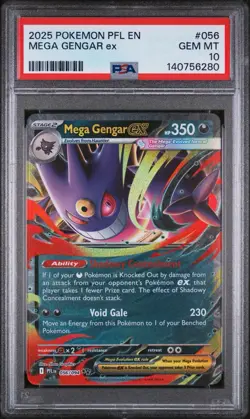 2025 POKEMON PFL EN-PHANTASMAL FLAMES #056 MEGA GENGAR EX PSA 10 - Image 1
