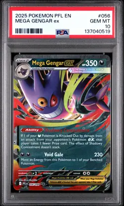 2025 POKEMON PFL EN-PHANTASMAL FLAMES #056 MEGA GENGAR EX PSA 10 - Image 1