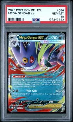 2025 POKEMON PFL EN-PHANTASMAL FLAMES #056 MEGA GENGAR EX PSA 10 - Image 1
