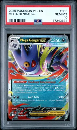 2025 POKEMON PFL EN-PHANTASMAL FLAMES #056 MEGA GENGAR EX PSA 10 - Image 1