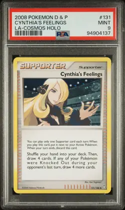 2008 POKEMON DIAMOND & PEARL LEGENDS AWAKENED #131 CYNTHIA'S FEELINGS-HOLO PSA 9 - Image 1