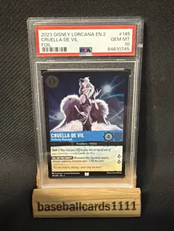 2022 DISNEY LORCANA En 2 Cruella De Vil 145 Foil PSA 10 P2 - Image 1