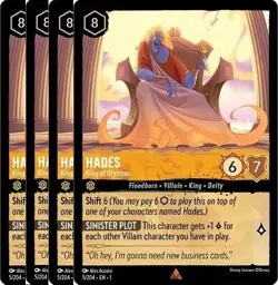 4 x Hades King of Olympus 5/204 Rare Non Foil Disney Lorcana The First Chapter - Image 1