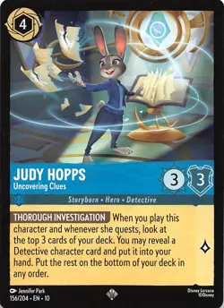 Judy Hopps Uncovering Clues 156/204 Whispers in the Well Disney Lorcana - Image 1