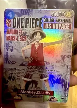 One Piece College Basketball US Voyage Monkey D. Luffy D55 Trading Card 2026 - Image 1