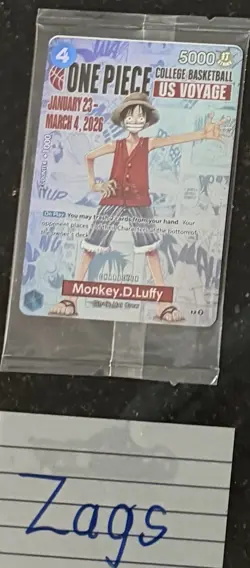 Zags One Piece College Basketball US Voyage Monkey D. Luffy Promo Card #4 2026 - Image 1