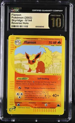 CGC 10 PRISTINE Flareon 2003 Skyridge 8/144 Reverse Holo Pokemon Card - Image 1