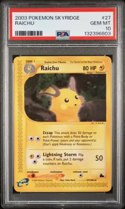 2003 POKEMON SKYRIDGE #27 RAICHU PSA 10 - Image 1