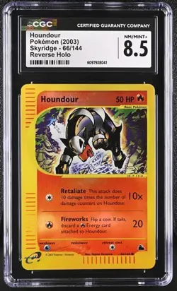 Houndour Reverse Holo CGC 8.5 NM/MINT+ Pokemon (2003) Skyridge 66/144 - Image 1