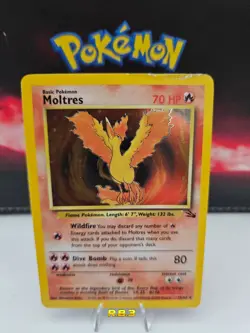 Pokemon TCG | Moltres 12/62 | Fossil Set | Holo Card Vintage Rare - Image 1