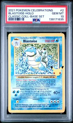 2021 POKEMON CELEBRATIONS CLASSIC COLL #2 BLASTOISE-HOLO PSA 10 - Image 1