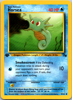 Pokemon - Horsea - 49/62 - Common - 1st Edition - Fossil - LP - NM WoTC 1999 - Image 1
