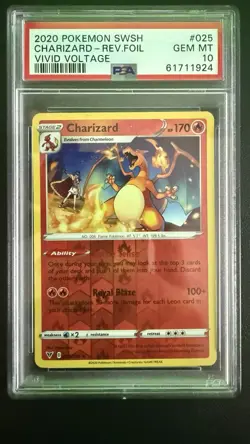 2020 Pokemon TCG SWSH Vivid Voltage Charizard Rev Foil #025/185 PSA GEM MT 10 !! - Image 1