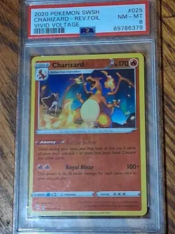 2020 POKEMON SWSH CHARIZARD REV FOIL VIVID VOLTAGE #025 PSA 8 - Image 3
