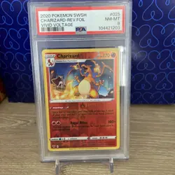 2020 POKEMON SWSH CHARIZARD REV FOIL VIVID VOLTAGE #25 PSA 8 - Image 1