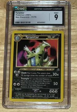 CGC 9 MINT Tyranitar 2001 Neo Discovery 31/75 Holo Pokemon Card - Image 1