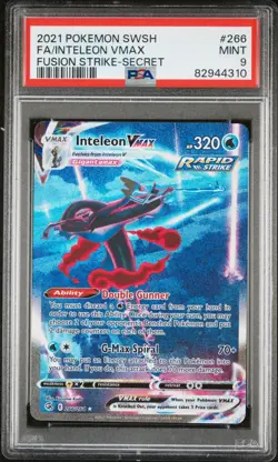 2021 POKEMON FUSION STRIKE 266/264 INTELEON VMAX SECRET RARE PSA 9 MINT - Image 1