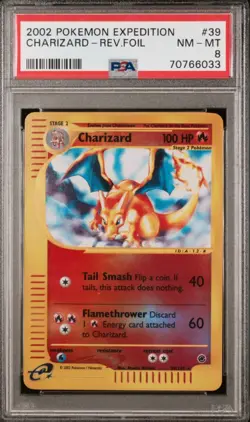 PSA 8 Charizard 39/165 Reverse Holo Expedition 2002 Pokemon Card E-Reader WOTC - Image 1