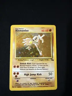 Pokemon TCG Hitmonlee 7/62 Fossil Unlimited Holo Rare WOTC Vintage 1999 - Image 1