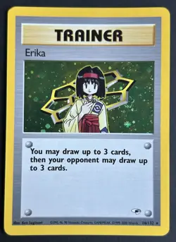 Pokemon Erika 16/132 Gym Heroes Holo LP SWIRL - Image 1
