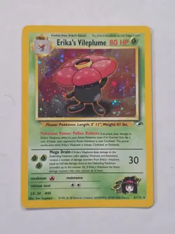 Pokemon TCG Erika's Vileplume Unlimited Holo Rare Gym Heroes 5/132 NM - Image 1
