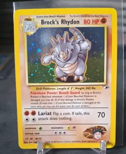 Pokemon TCG Brock's Rhydon Gym Heroes 2/132 Holo Unlimited Rare LP condition - Image 1