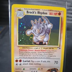 Pokemon TCG Brock's Rhydon Gym Heroes 2/132 Holo Unlimited Rare LP condition - Image 2