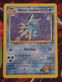 2000 Pokemon TCG - Misty's Seadra 9/132 - Gym Heroes Unlimited - Holo Rare NM - Image 1