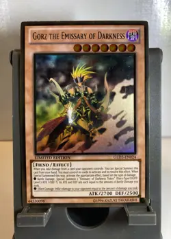 Yugioh Ghost Rare Gorz the Emissary of Darkness GLD5-EN024 - Image 1