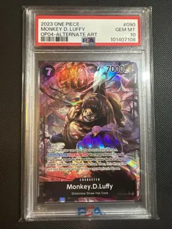 2023 ONE PIECE OP04 KINGDOMS OF INTRIGUE ALTERNATE ART MONKEY D. LUFFY PSA 10 EN - Image 1