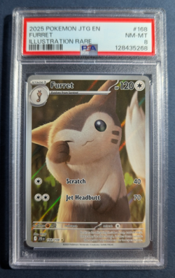 2025 POKEMON JTG EN-JOURNEY TOGETHER ILLUSTRATION RARE 168/159 FURRET - PSA 8 - Image 1