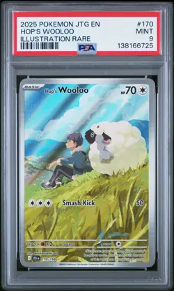 2025 POKEMON JTG EN-JOURNEY TOGETHER ILLUSTRATION RARE #170 HOP'S WOOLOO PSA 9 - Image 1