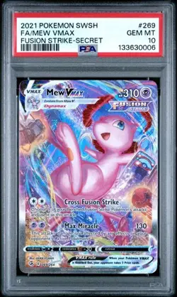 2021 POKEMON SWORD & SHIELD FUSION STRIKE SECRET #269 FULL ART/MEW VMAX PSA 10 - Image 1