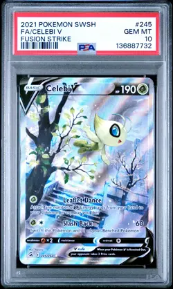 PSA 10 Celebi V #245 2021 Pokemon Sword & Shield Fusion Strike 136887732 - Image 1