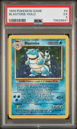 1999 POKEMON BASE SET UNLIMITED #2 BLASTOISE-HOLO PSA 5 - Image 1