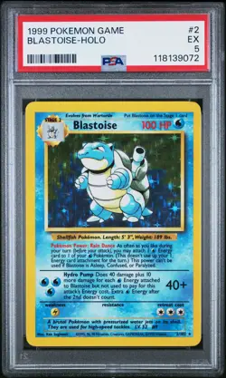 1999 POKEMON BASE SET UNLIMITED #2 BLASTOISE-HOLO PSA 5 - Image 1