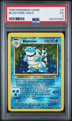 1999 POKEMON BASE SET UNLIMITED #2 BLASTOISE-HOLO PSA 5 - Image 1