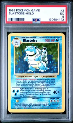 1999 POKEMON BASE SET UNLIMITED #2 BLASTOISE-HOLO PSA 5 - Image 1