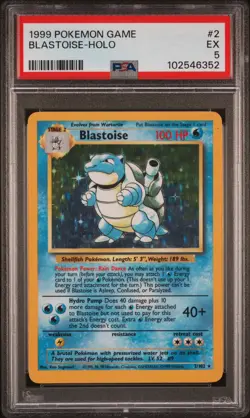 1999 POKEMON BASE SET UNLIMITED #2 BLASTOISE-HOLO PSA 5 - Image 1